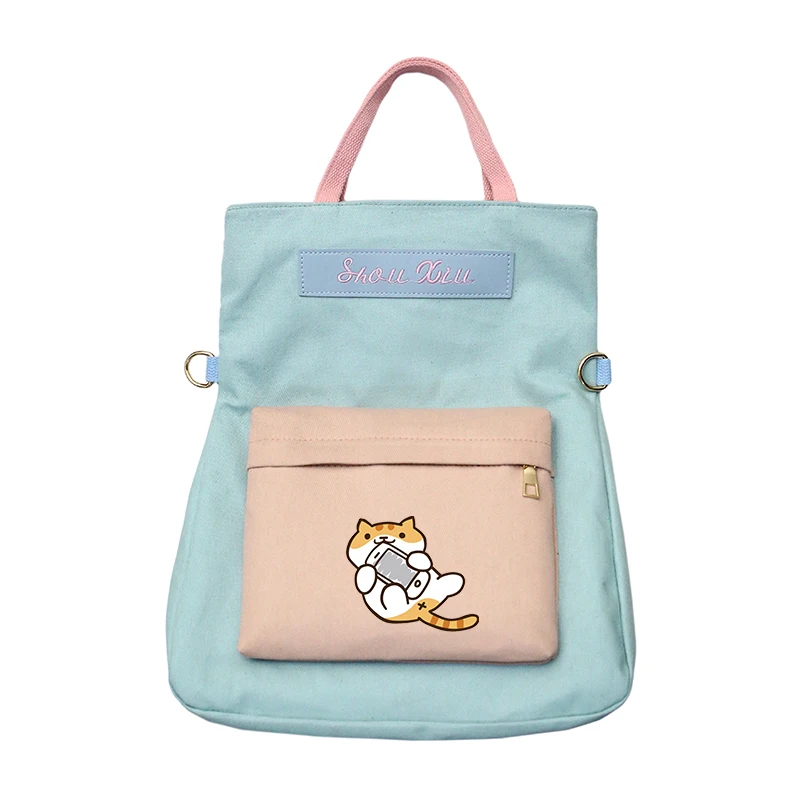 Милый домашний женский рюкзак Neko Atsume Kawaii Cat, милые сумки через плечо, розовые сумки на плечо, холщовые школьные сумки, рюкзак