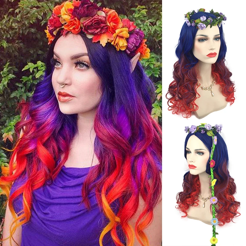 60 см Мода высокого качества длинные волнистые эффектом деграде (переход от