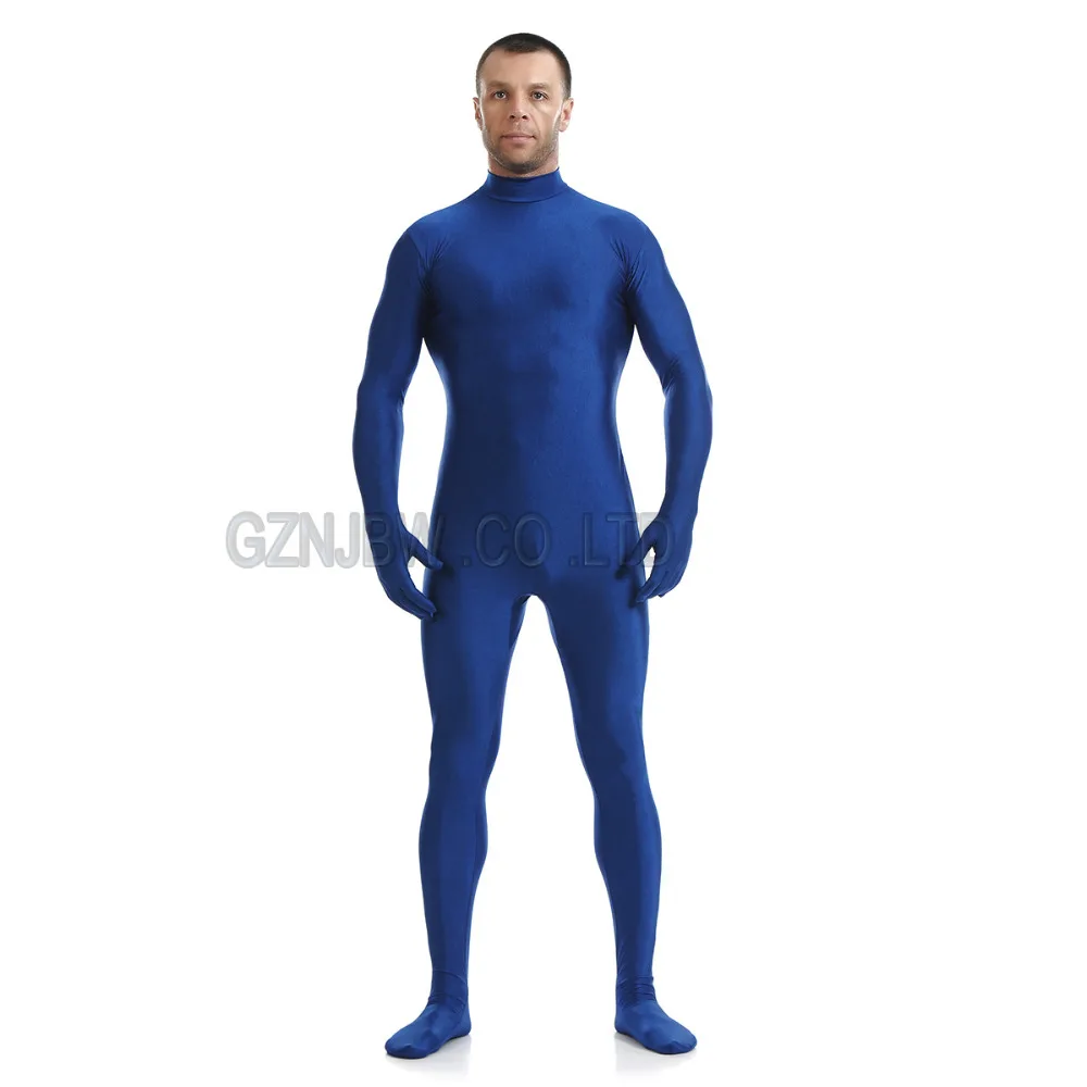 Взрослые мужские костюмы для косплея Zentai из спандекса без головы темно-синяя