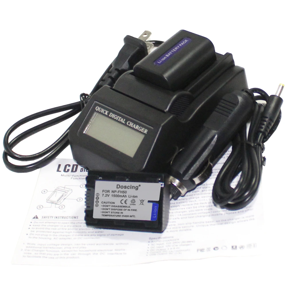 Аккумуляторы для камеры NP FH50 NPFH50 2 шт. с ЖК дисплеем зарядное устройство Sony A230 A290