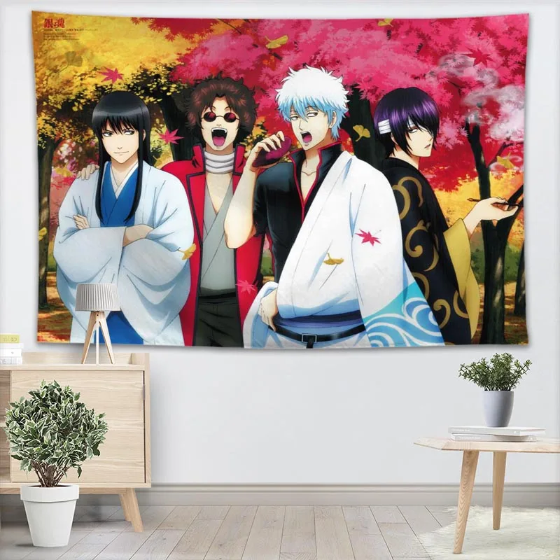 Gin Tama Wall Tapestry Customizable Your Pattern Yoga Office Sofa Bedspread For Kids Room College Dorm Decoration | Дом и сад