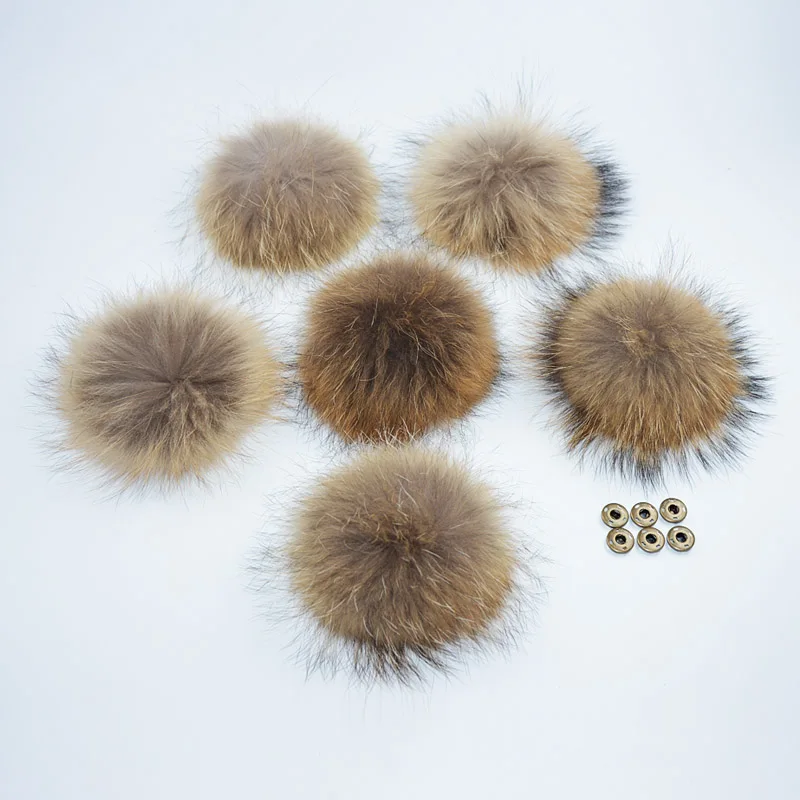 Помпон из натурального меха енота 5 шт./лот Большие меховые шарики для зимних