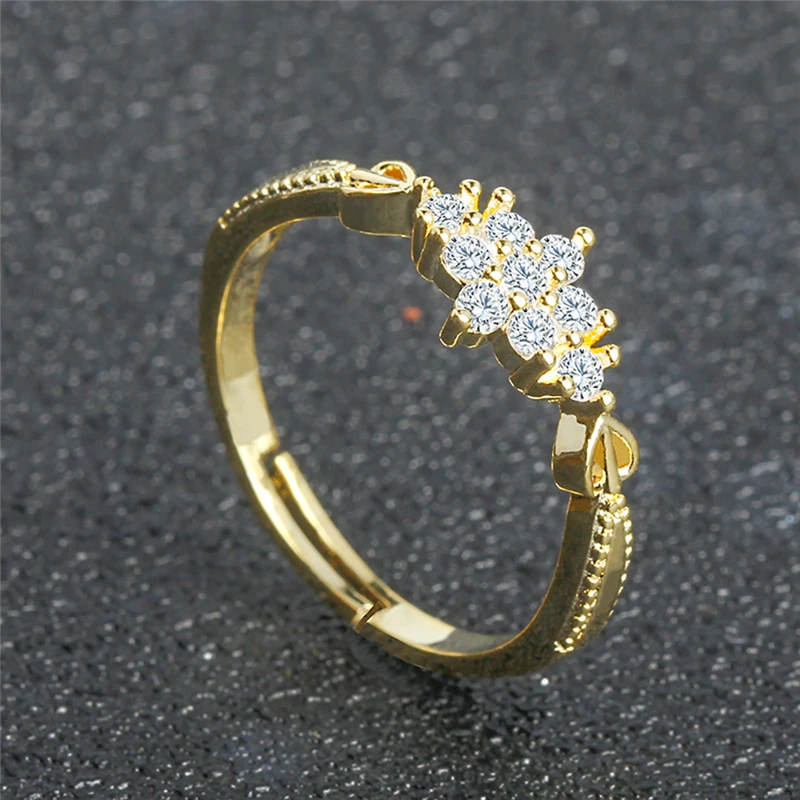 ROMAD Изящные изящные свадебные кольца в виде снежинки с нежным кристаллом и