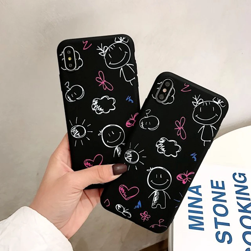 For Huawei P20 Lite Case Fashion Cute Cartoon Graffiti Pattern TPU Silicone Back Cover Frosted Soft |