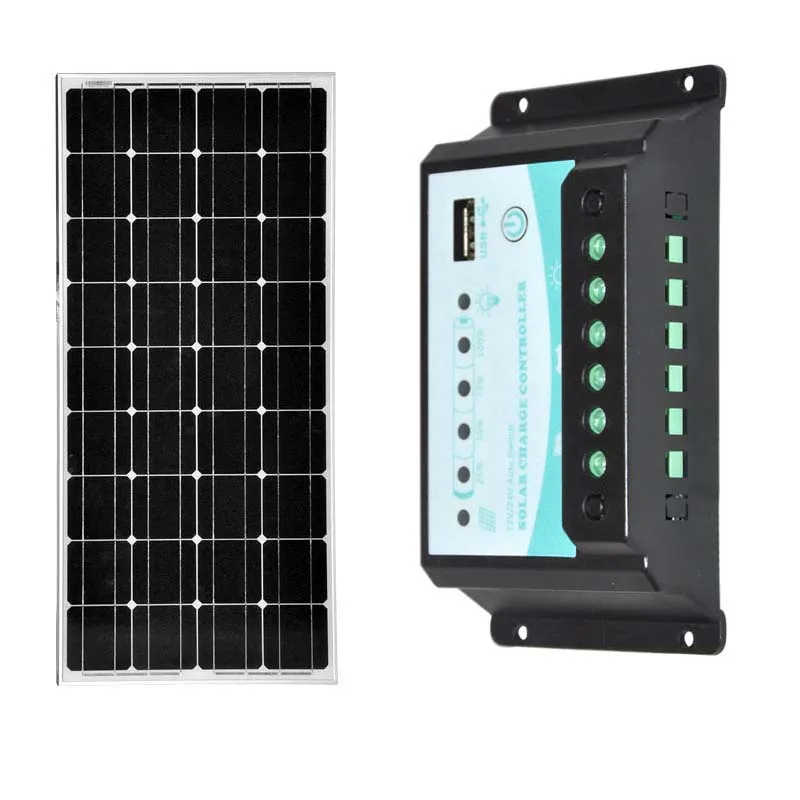 Solaire 12v 100w Солнечный Контроллер заряда 12 v/24 v 20A солнечное зарядное устройство для
