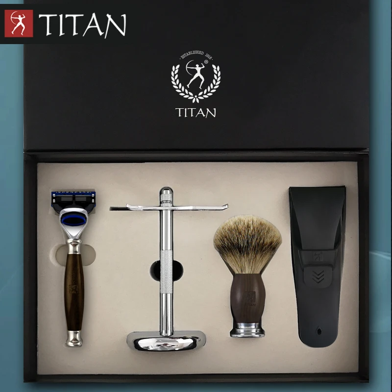 Titan Мужская бритва baber с 5 лезвиями, набор бритв с деревянной ручкой, Подарочная посылка, бритва