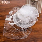 Haimeikang перо цветок сетчатый головной убор сетка пряжа цветок топ шляпа Женская Очаровательная Заколка-шляпка шляпа-котелок с вуалью Свадебная вечеринка шапка для торжественных приемов