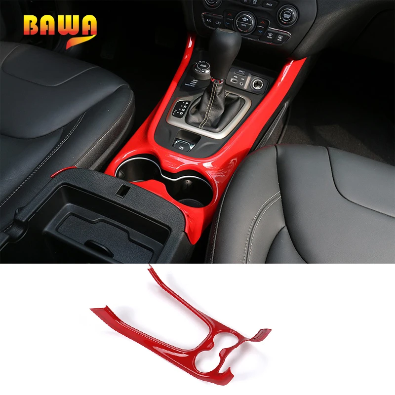 

BAWA Interior Mouldings ABS Gear Shift Panel Cup Holder Decoration Cover for Jeep Cherokee 2014-2016 Interior Accessories