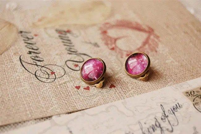 Fon Xee Млечный Путь Туманность клип на серьги без прокола Galaxy Круглый Стекло