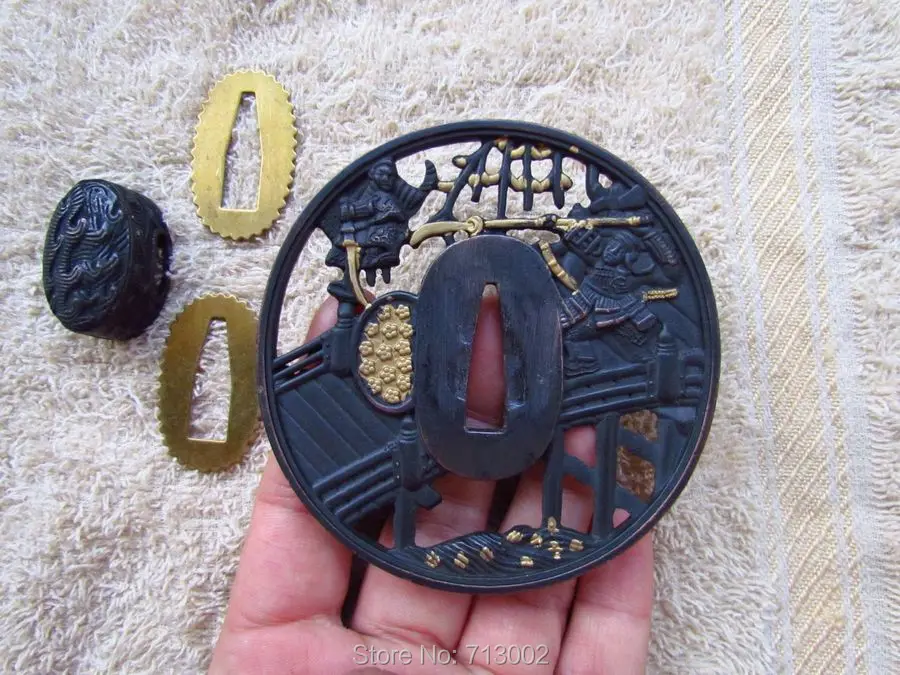 Ручной Кованый японский аксессуар для катаны детали Tsuba комплект воина | Дом и сад
