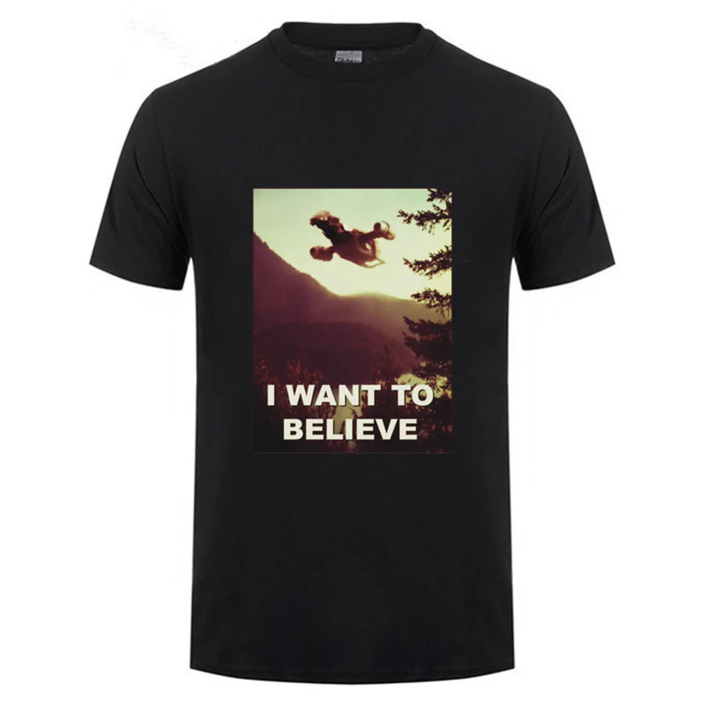 2018 забавная графическая хлопковая футболка с надписью I Want To Believe Aliens X file для