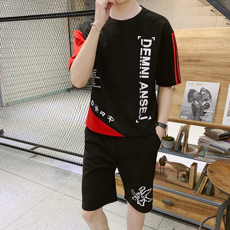 YWSRLM лидер продаж летние мужские комплекты футболки + шорты из двух предметов