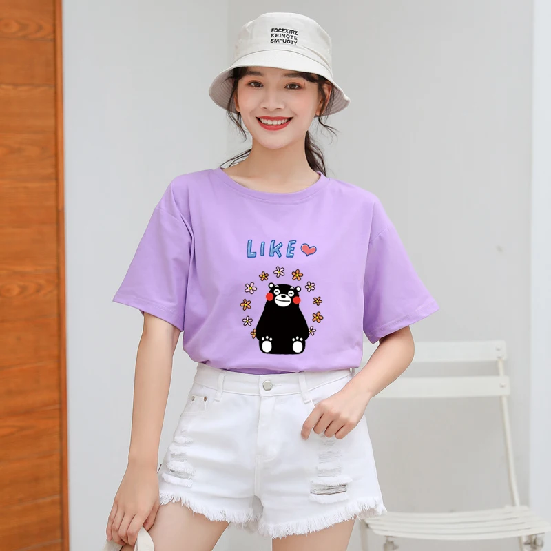 Футболка женская повседневная с коротким рукавом хлопковая|Футболки| |