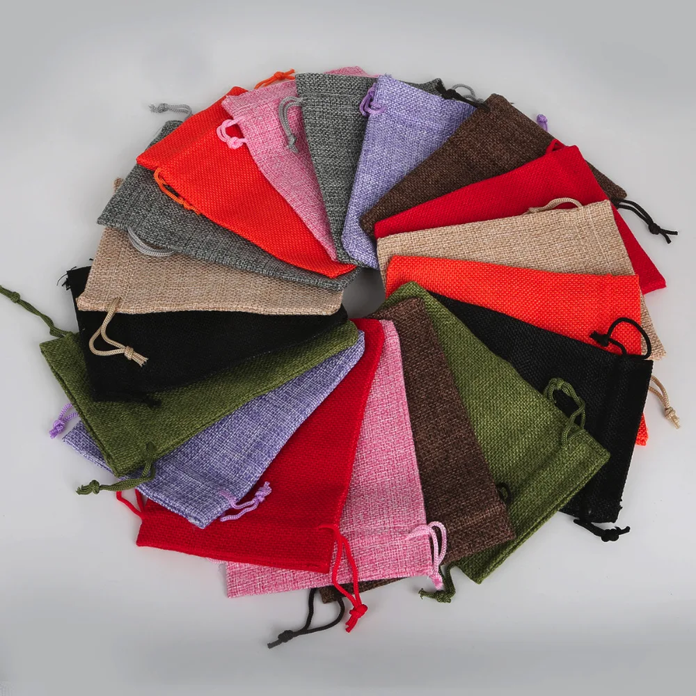 Из хлопка и льна подарочные пакеты 10x14 см для упаковки ювелирных изделий мешочек