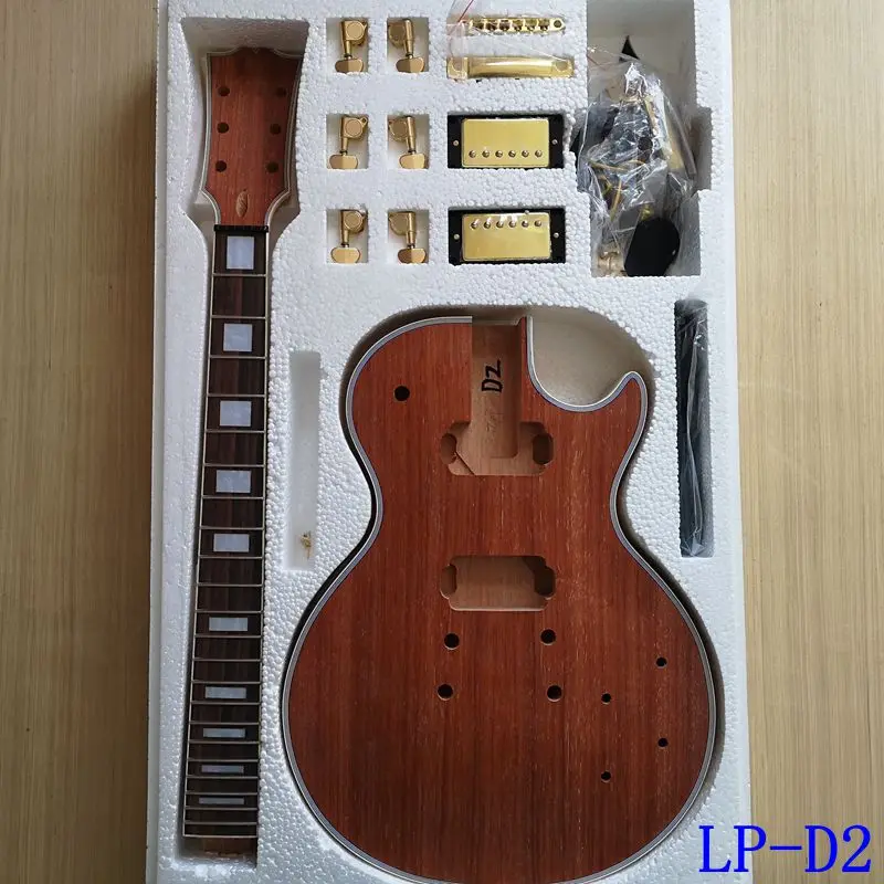 DIY LP стиль Электрический гуита падаук шпон+ красное дерево Okoume средства ухода за кожей шеи палисандр гриф