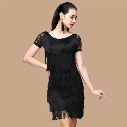 black sleeveless Платье для латинских танцев для взрослых европейский стиль Дети Женщины Румба Сумба латинская юбка с кисточками для танцев - Цвет: black sleeveless