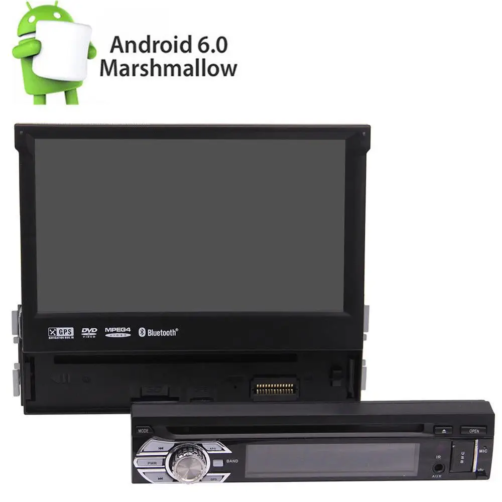 Eincar 7 &quotAndroid 6 0 флип выход автомобильный DVD стерео радио один din 1DIN 4 Ядра Блок плеер