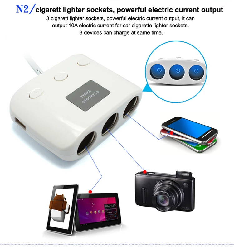 Nulaxy 3 Way Авто розетки прикуривателя автомобиля адаптер Зажигалка Splitter легче 5 В 3.1A