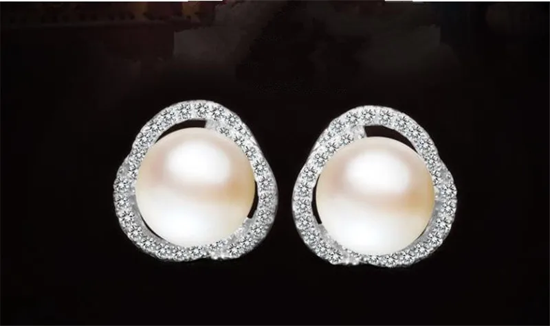 TJP Charm Silver Plated Earrings For Women Accessories Fashion Crystal Rose Pearl Girl Stud Lady Jewelry Gift | Украшения и