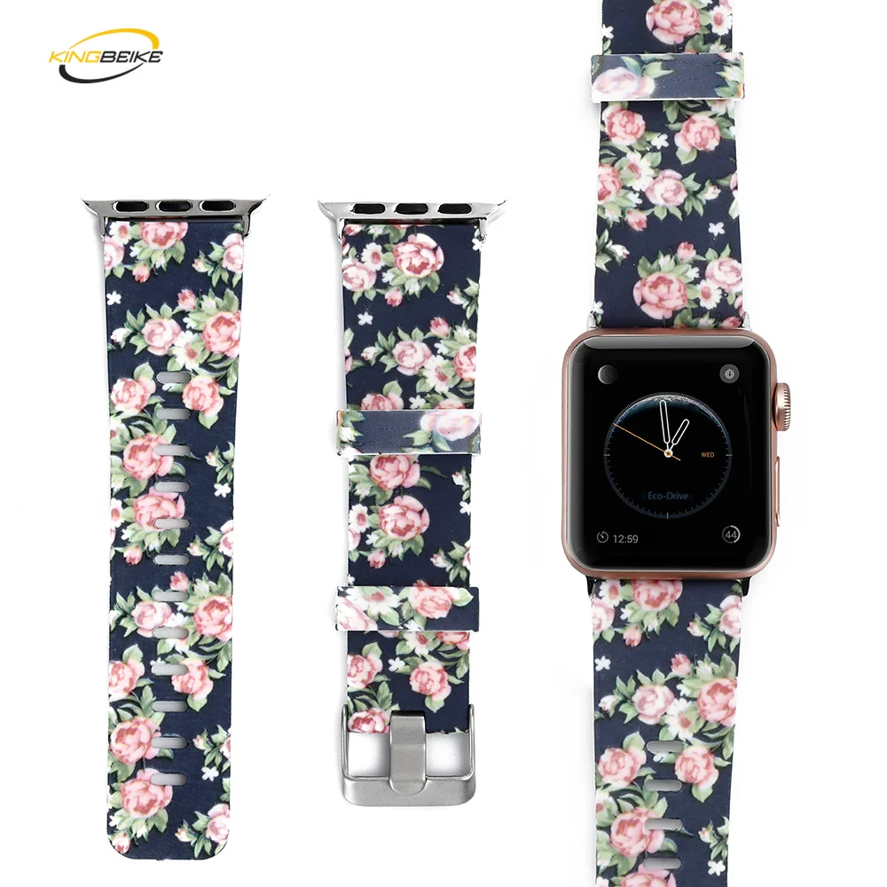 7 цветов мягкий силиконовый ремешок для часов Apple Watch Series 1 2 3 4 браслета iWatch 38 мм 42 40