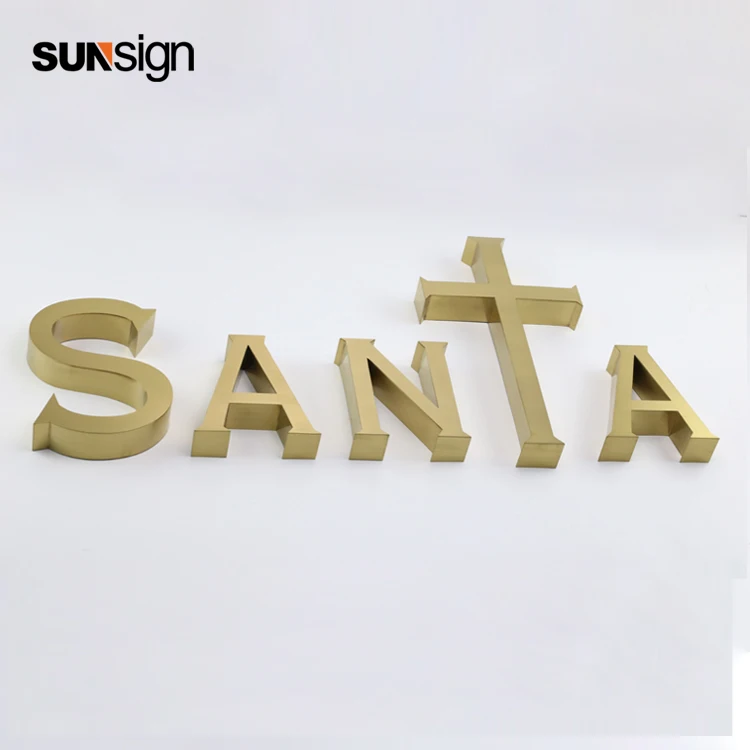 Матовый золотой цвет из нержавеющей стали надпись для названия компании буквы