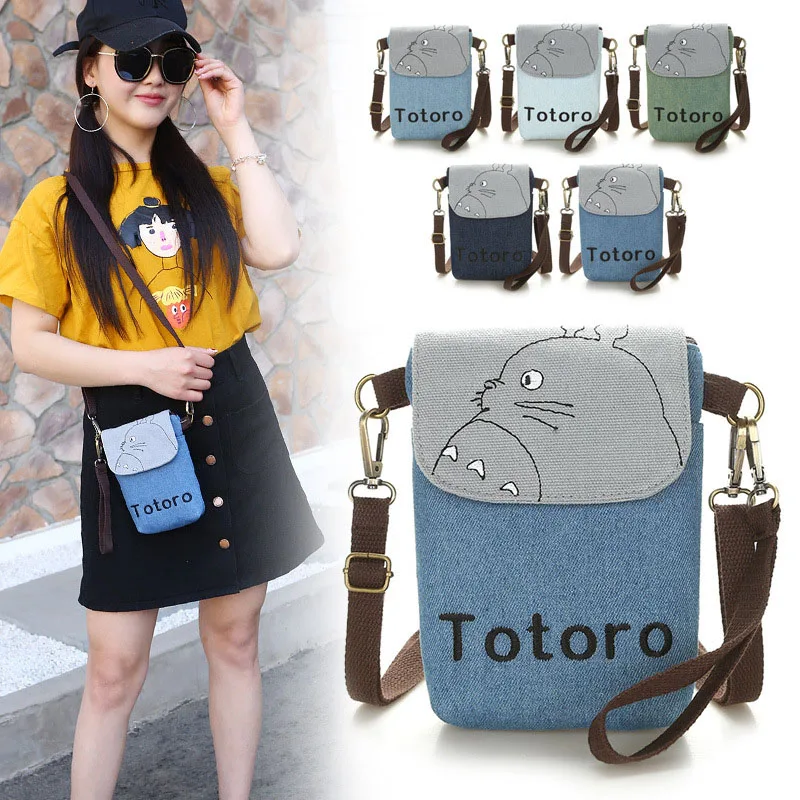 Женская мини сумка Totoro Холщовая Сумка через плечо с мультяшным рисунком сумки