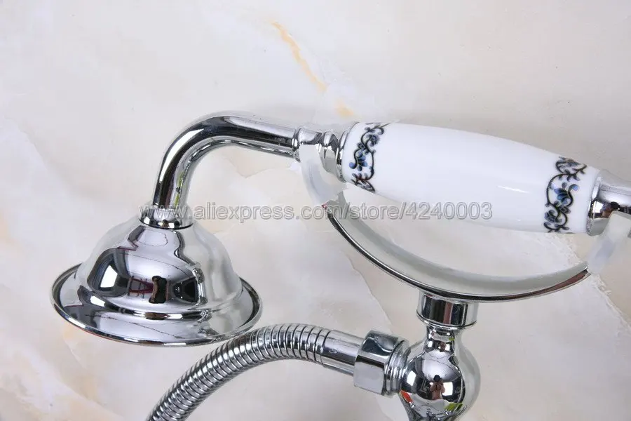 chrome brass bathroom tub faucet whand shower sprayer clawfoot mixer tap wall mounted kna207 free global shipping