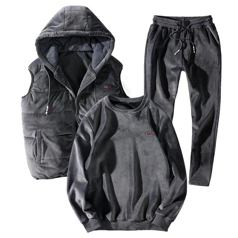 Теплые зимние спортивные костюмы для мужчин 3 шт./компл. 7XL 8XL большой размер