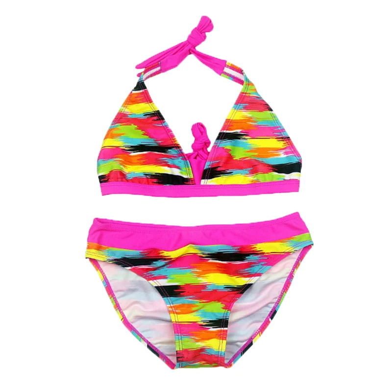 Новинка 2019 купальник для девочек из двух предметов в полоску От 8 до 16 лет