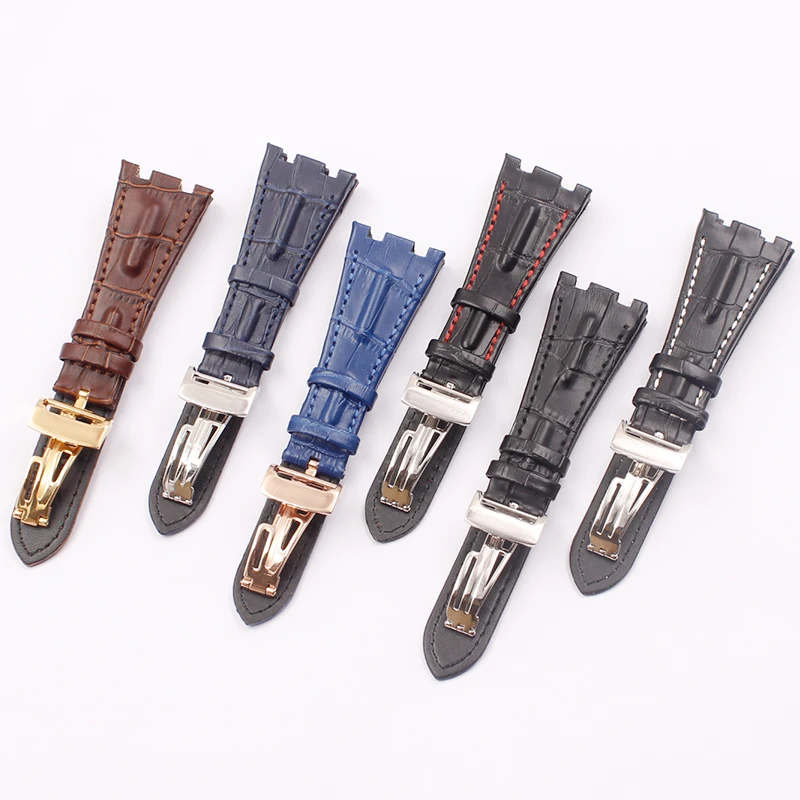 

Watch Accessories Applies to for AP Royal Oak Series Leather Watch Strap Folding Buckle 28mm Men's Watch Strap