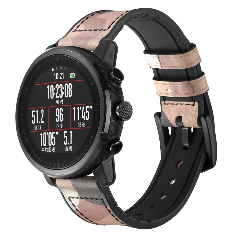 4 цвета силиконовый кожаный ремешок для часов HUAMI Amazfit 2 22 мм Камуфляжный узор