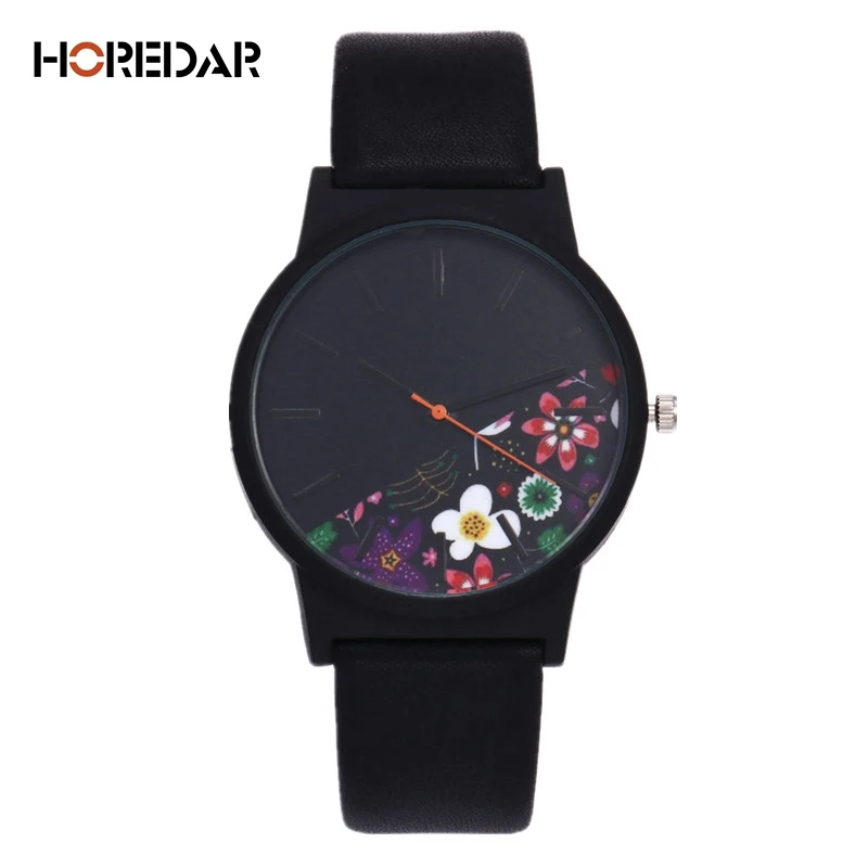Часы HOREDAR женские кварцевые с цветочным узором | Наручные часы