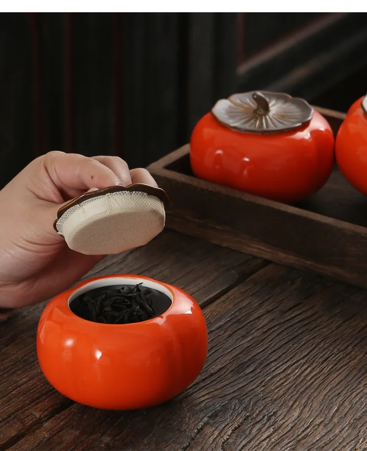 1 шт. Китайский кунг-фу Цзиндэчжэнь Чай Caddy чай банки хурма канистра контейнер для