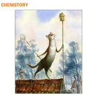 CHENISTORY, играющие кошки, животные, DIY Набор для рисования по номерам, акриловое изображение, уникальный подарок для домашнего декора стен 40x50 см