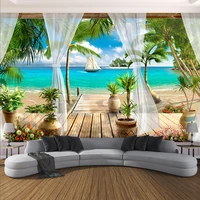 custom mural wallpaper modern 3d balcony sea view background wall paper living room bedroom tv sofa home decor wall covering