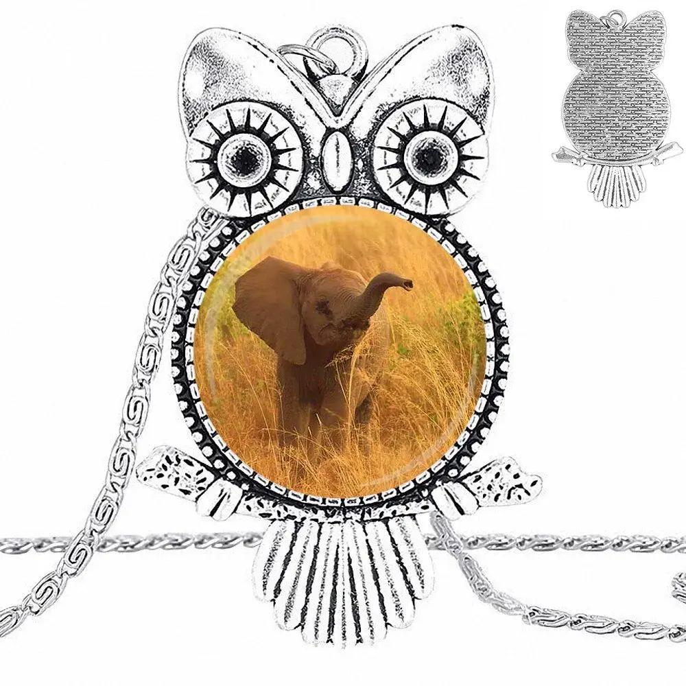 EJ глазурь для девочек оптом Детский слон бронзовый цвет стеклянный кабошон с