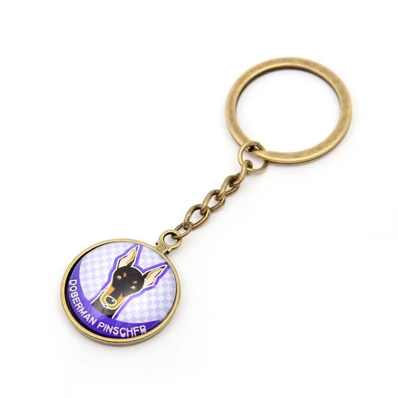 Миниатюрный брелок Pinscher металлическая цепь для ключей с щенком мужчин и женщин