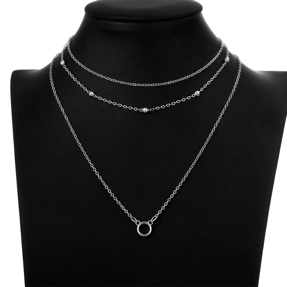 Лидер продаж женское модное многослойное ожерелье чокер с тремя цепочками