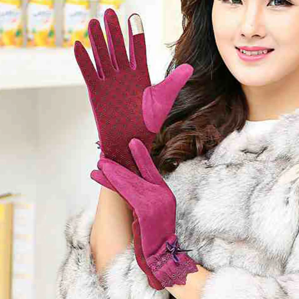 2018 горячие модные сенсорный экран бантом варежки корейские женские осенние