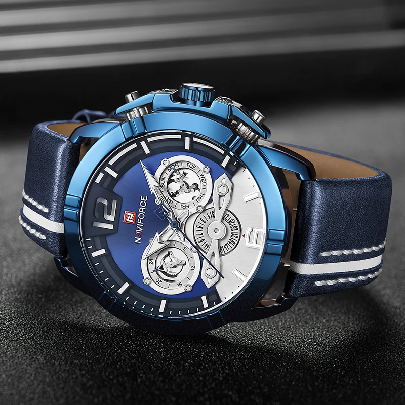 NAVIFORCE Luxury Brand Men Watch Sports Quartz Men’s Wrist Watches Leather Waterproof Male Clock Date Analog Relogio Masculino