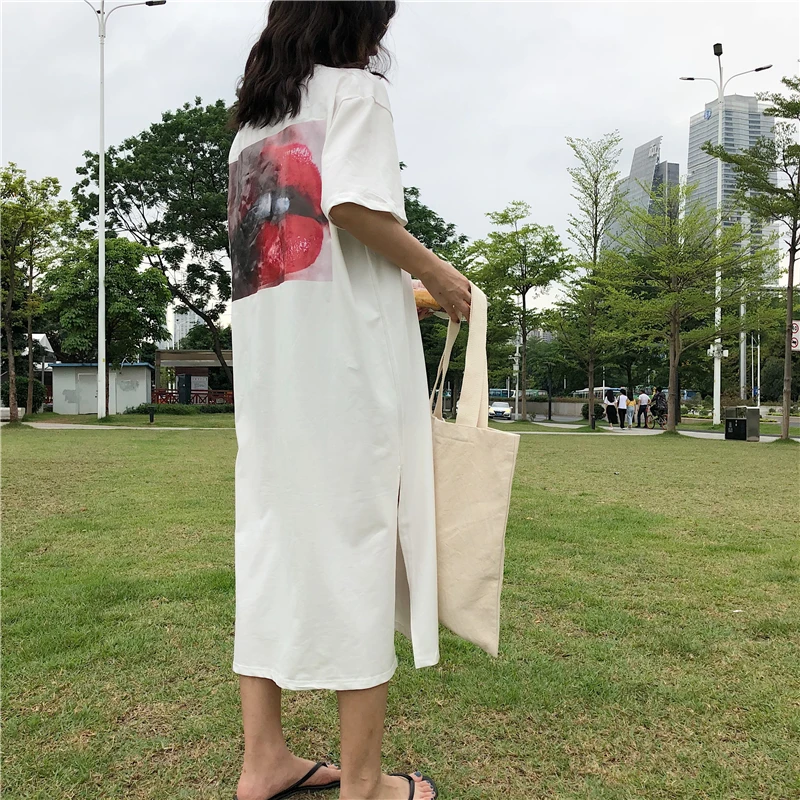 Повседневное вязать Письмо печати с длинным Футболка Для женщин футболки