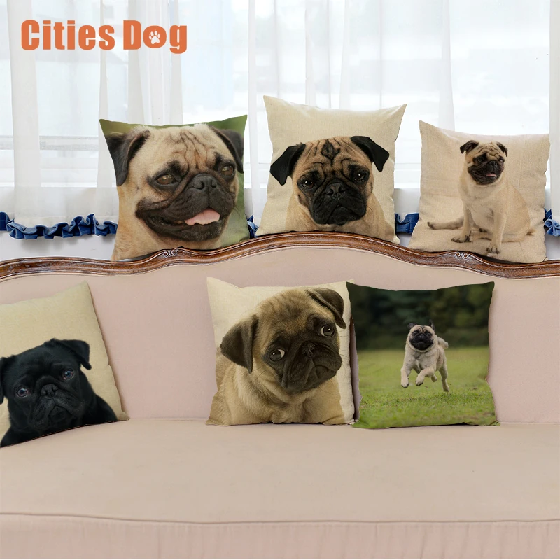 

Pug dog Decorative Pillowcase Cushion cover Animal Pugs dogs Pillows cushions christmas decorations for home almofadas cojines