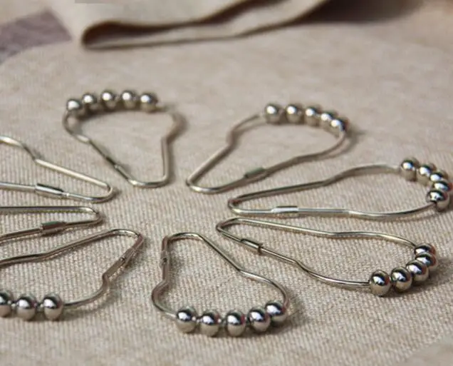 12PCS/SET Rust-proof Steel ball shower curtain hooks Classic bath hook accessories set | Дом и сад