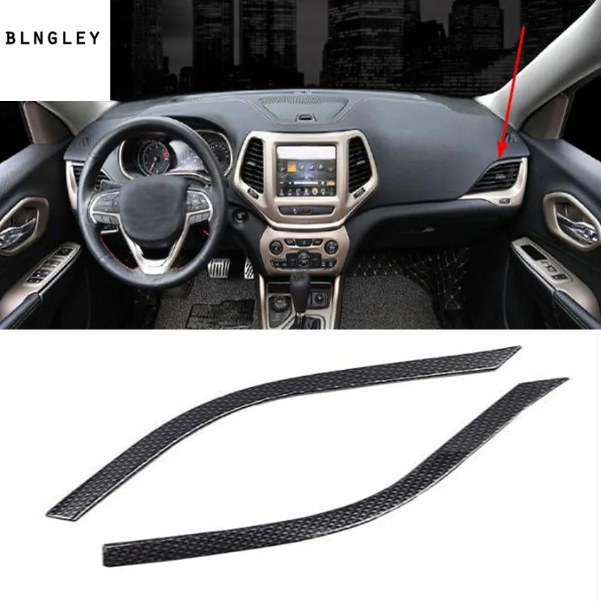 

for 2016-2018 JEEP Cherokee 2pcs/lot ABS carbon fiber grain front both sides air conditioning outlet decoration cover