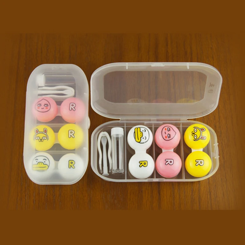 Футляр для контактных линз комплект с мультяшными контактами глаз 3 пары