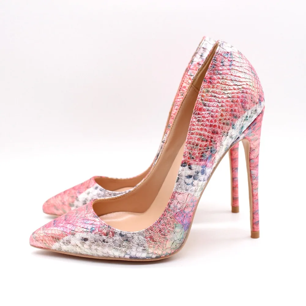 

Free shipping fashion women Pumps Pink patent leather printed snake Pointy toe high heels shoes Stiletto Heeled 12cm 10cm 8cm