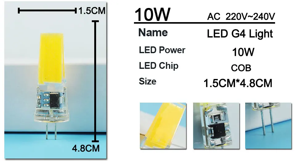 Jiaderui G4 Светодиодные лампы COB 12 В AC DC 6 Вт 220 10 Хрустальные светодиодные Lampara Bombilla