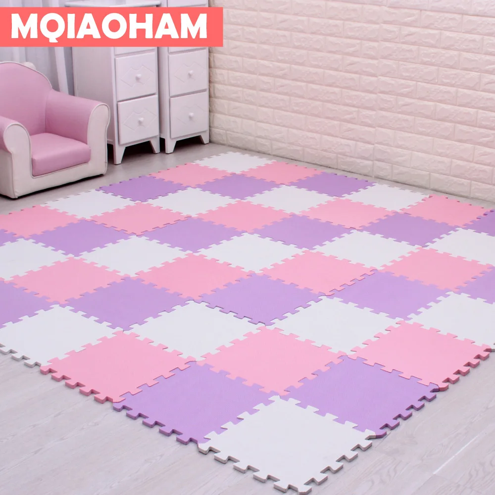 white pink purple 9 шт. 30x30 см EVA Коврик-пазл для детей водонепроницаемый мягкий развивающий игровой коврик для спортзала детский коврик-пазл ковер Tapete Bebe - Цвет: white pink purple