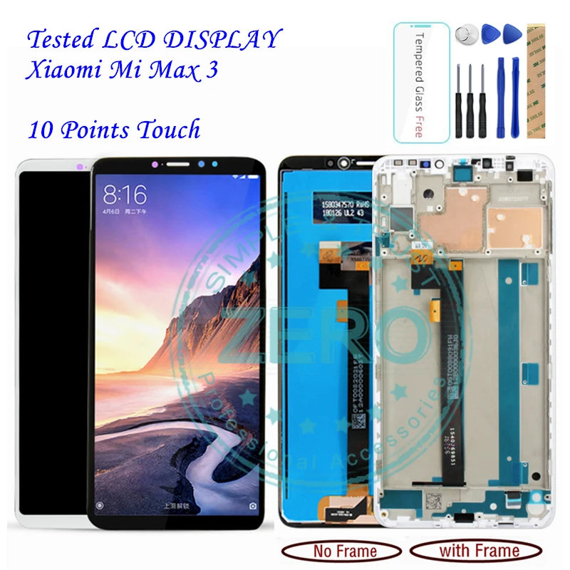 Тест для xiaomi mi Max 3 ЖК дисплей + рамка 10 Сенсорная панель экран Max3 дигитайзер