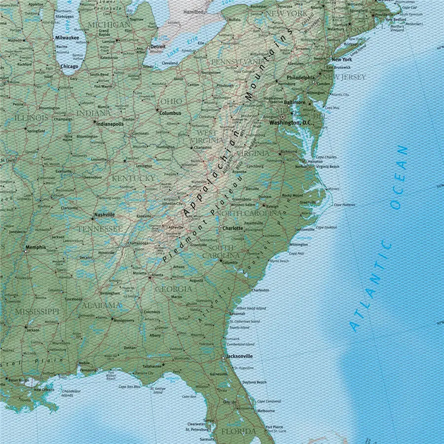 Карта США географический рисунок изысканный дизайн для обучения и домашнего